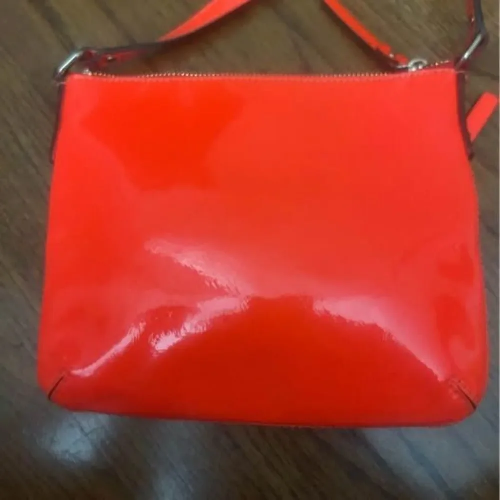 Kate Spade Tenley Flicker Patent Leather Crossbody Bag Neon Coral Orange